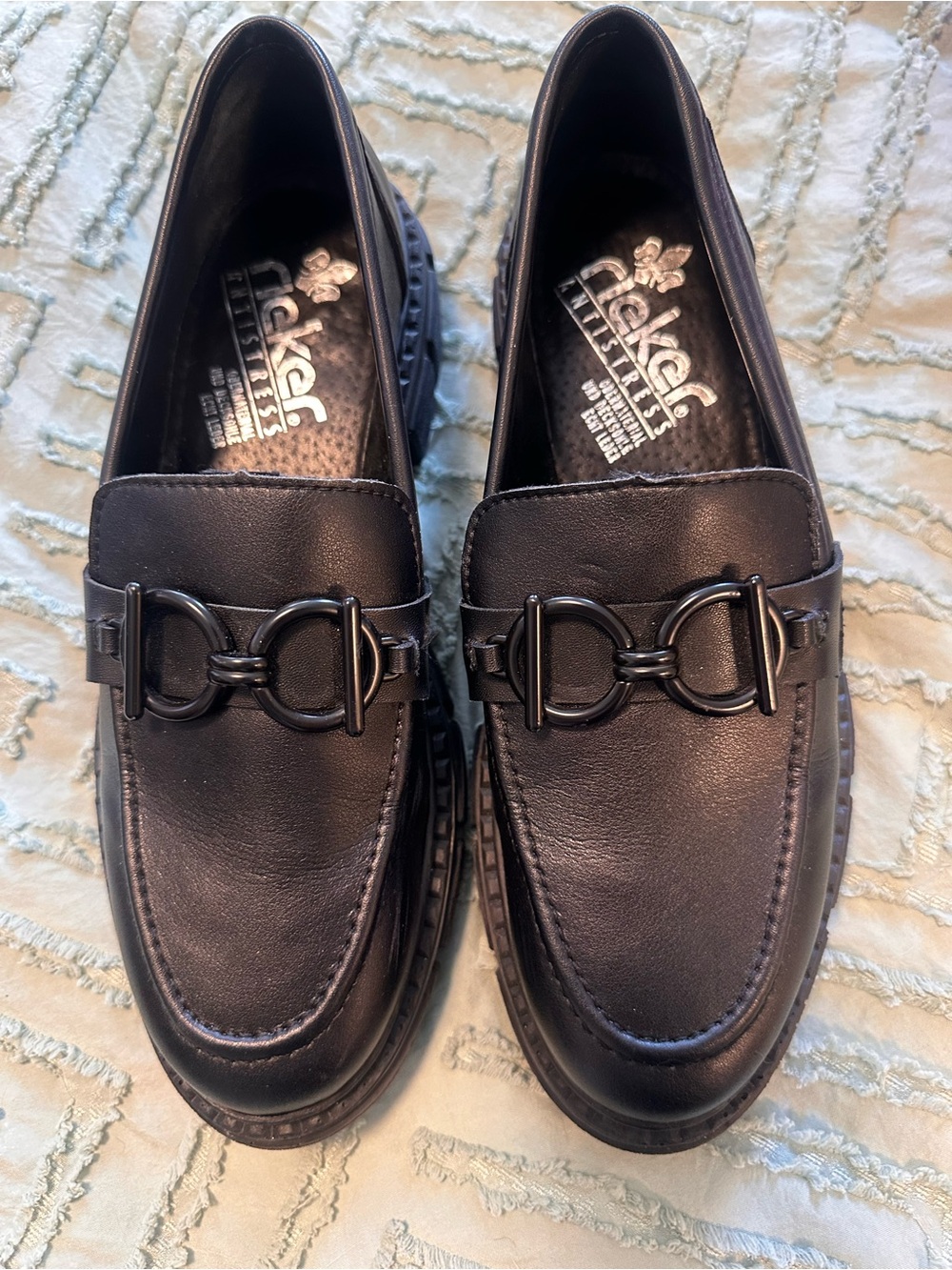 Rieker women’s Black Leather Slip-On Loafers 39